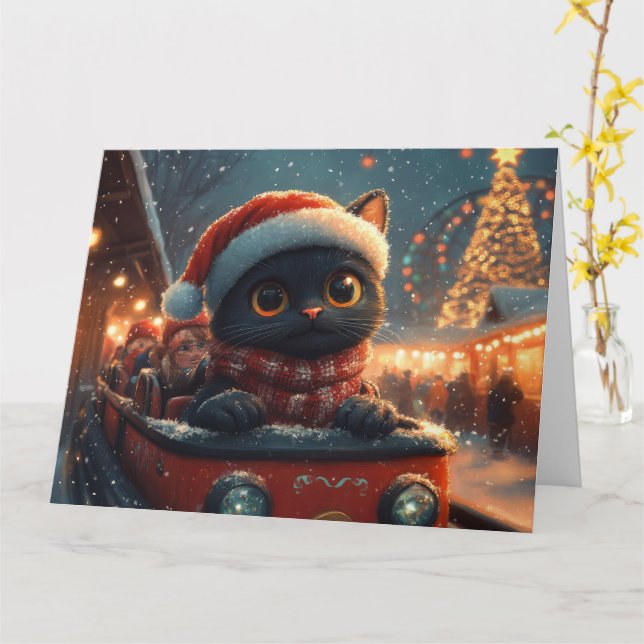 Black Cat Roller Untersetzer Weihnachten Karte (Gelbe Blume)