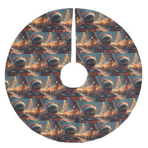 Black Cat Roller Untersetzer Weihnachten Polyester Weihnachtsbaumdecke