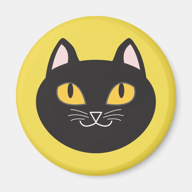 Black Cat Round Magnet (Vorne)