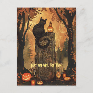 Black Cat Samhain Halloween Grußkarte Feiertagspostkarte