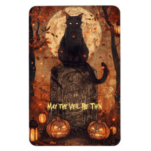 Black Cat Samhain Halloween Grußkarte Magnet