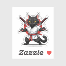 Black Cat Samurai Stickers Aufkleber