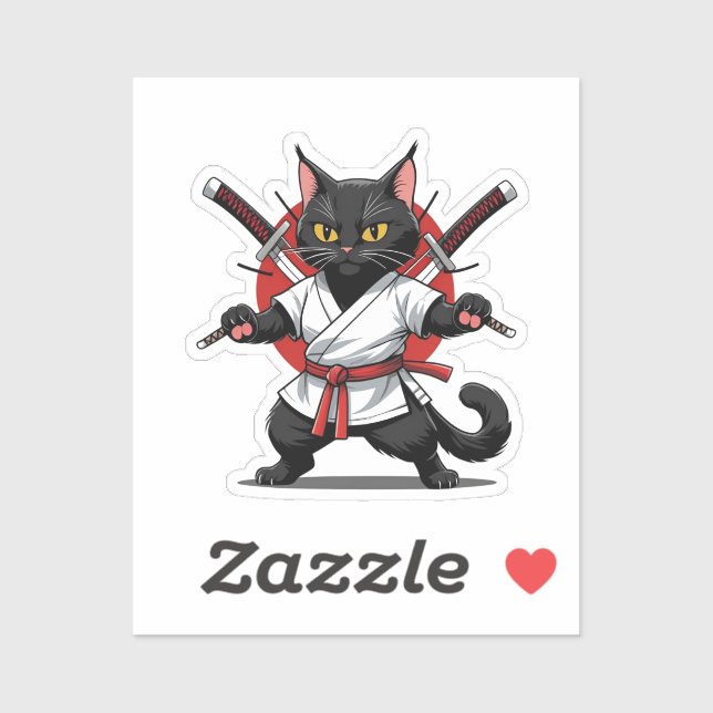 Black Cat Samurai Stickers Aufkleber (Blatt)