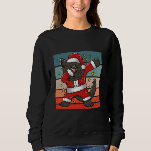 Black Cat Santa Claus Dab Tanz Weihnachten Sweatshirt