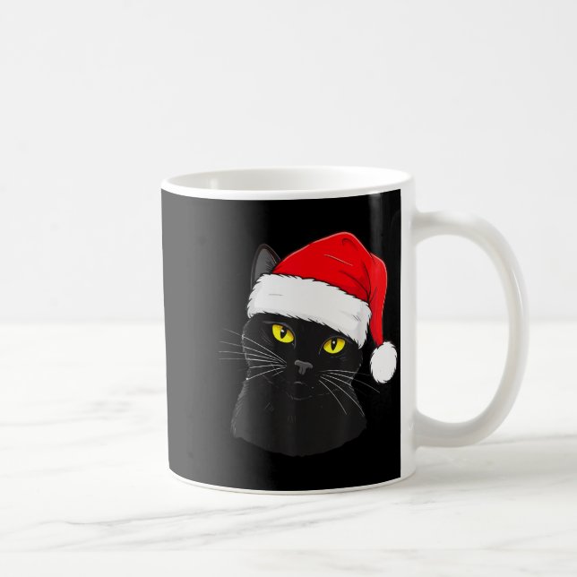Black Cat Santa Hat Christmas  Kaffeetasse (Rechts)