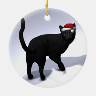 Black Cat Santa Keramikornament