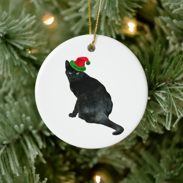 Black Cat Santa Ornament (Baum)