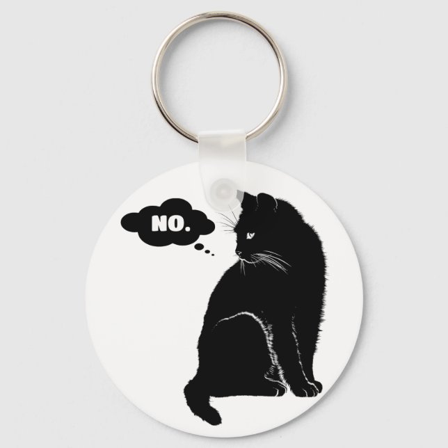 Black Cat Says No - Funny Cat Lover Gift Schlüsselanhänger (Vorderseite)