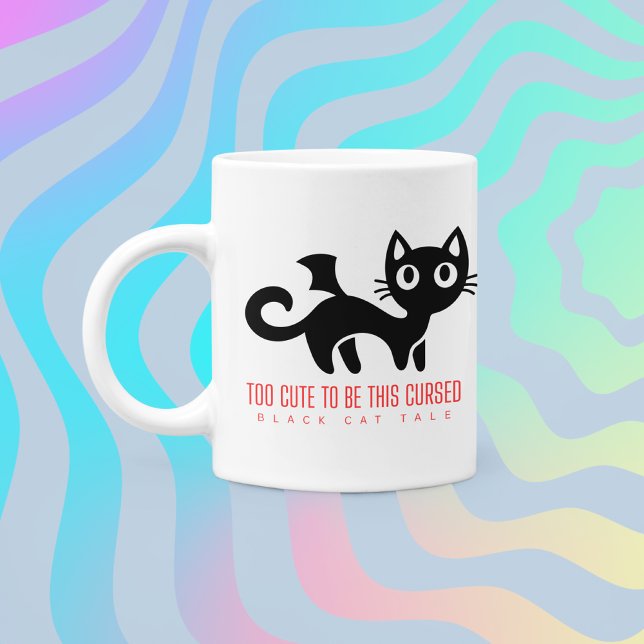 Black Cat Schwänze "zu niedlich, um dies zu sein" Tasse (Von Creator hochgeladen)