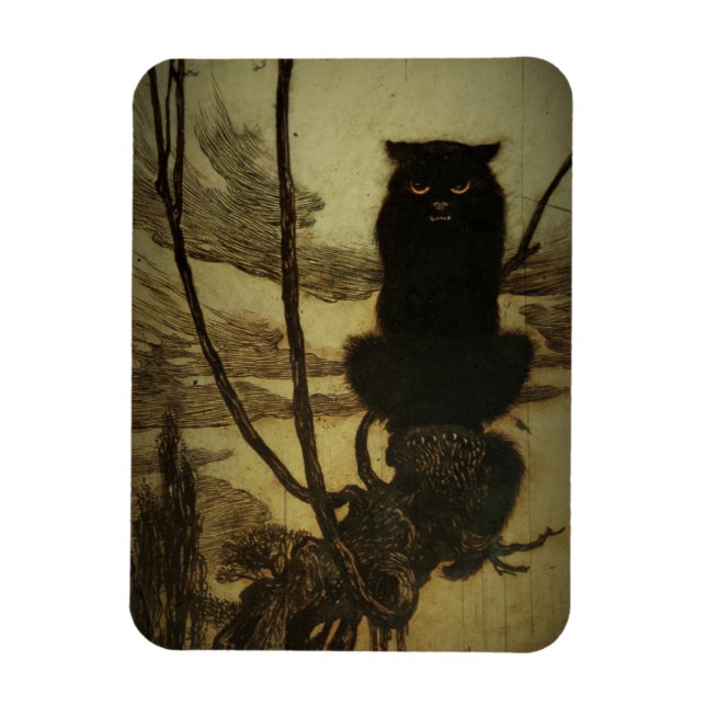 Black Cat Scowling Magnet (Vertikal)