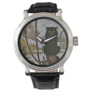 Black Cat Scowls Armbanduhr