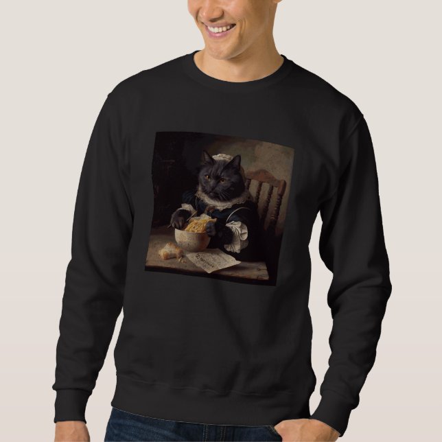 Black Cat Sewing French Fries Sweatshirt (Vorderseite)
