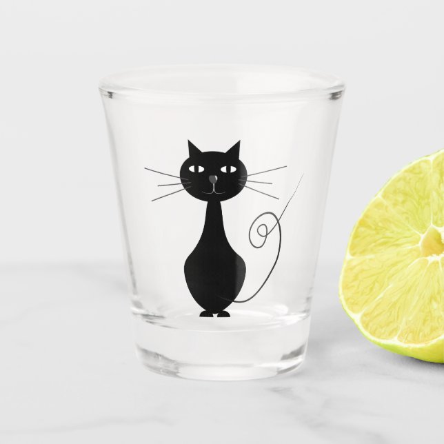Black cat shot glass schnapsglas (Vorderseite)