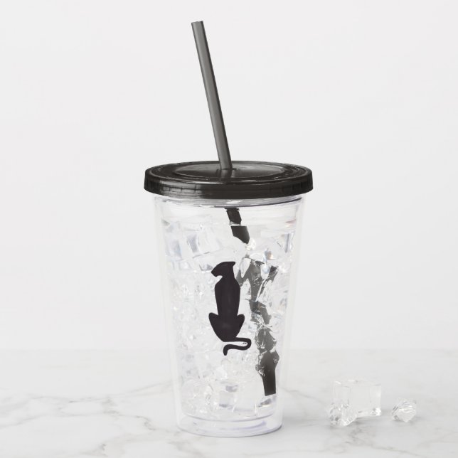 Black Cat Silhouette Acryltumbler Acryltrinkbecher (Vorderseite Ice)