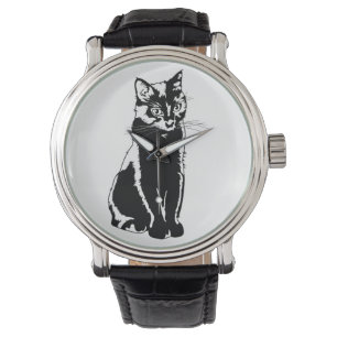 Black Cat Silhouette Armbanduhr
