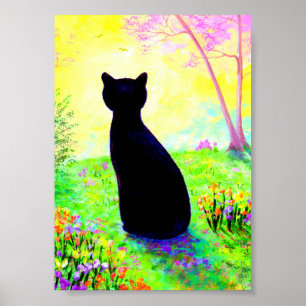 Black Cat Silhouette Blume Creationarts Poster