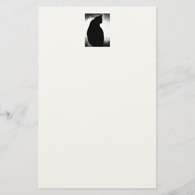 Black Cat Silhouette Briefpapier (Vorderseite)