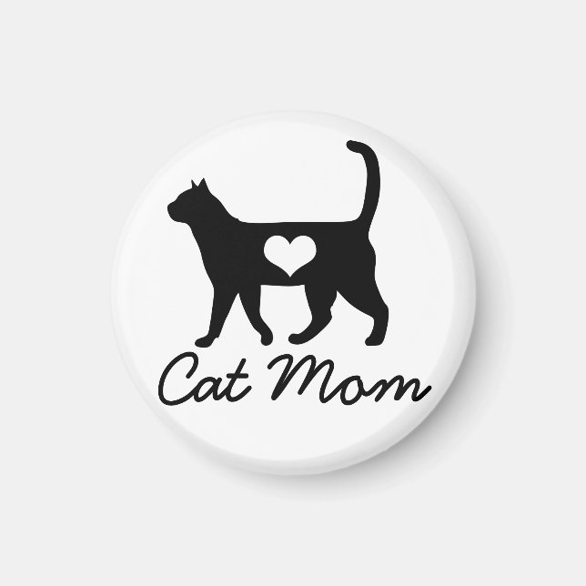 Black Cat Silhouette Cat Mama Magnet (Vorne)