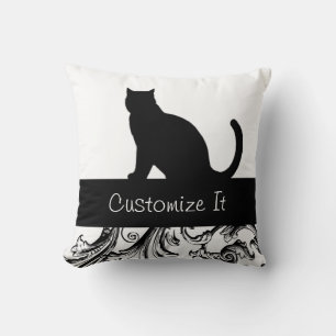 Black Cat Silhouette Elegante Barockmusik Kissen