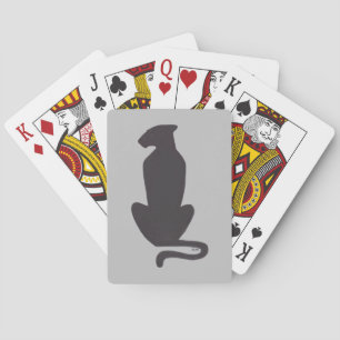 Black Cat Silhouette Grauer Poker Spielkarten