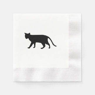 Black Cat Silhouette Kitten Purr Meow Simple Art Serviette