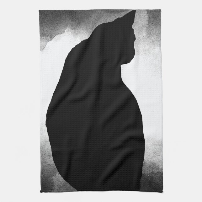Black Cat Silhouette Küchentücher (Vertikal)