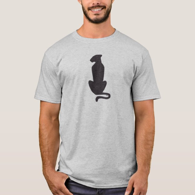 Black Cat Silhouette Männer Grauer T - Shirt (Vorderseite)