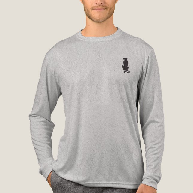 Black Cat Silhouette Männer Graues Langärmel Shirt (Vorderseite)