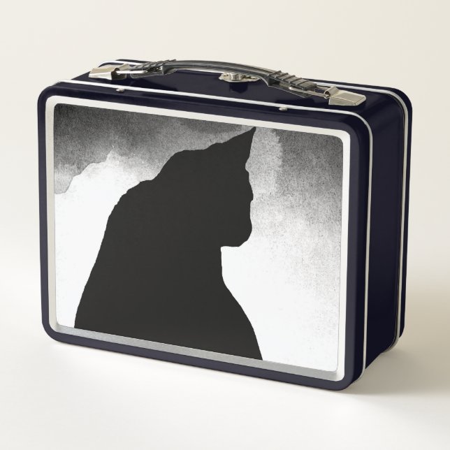 Black Cat Silhouette Metal Lunch Box (Rückseite)