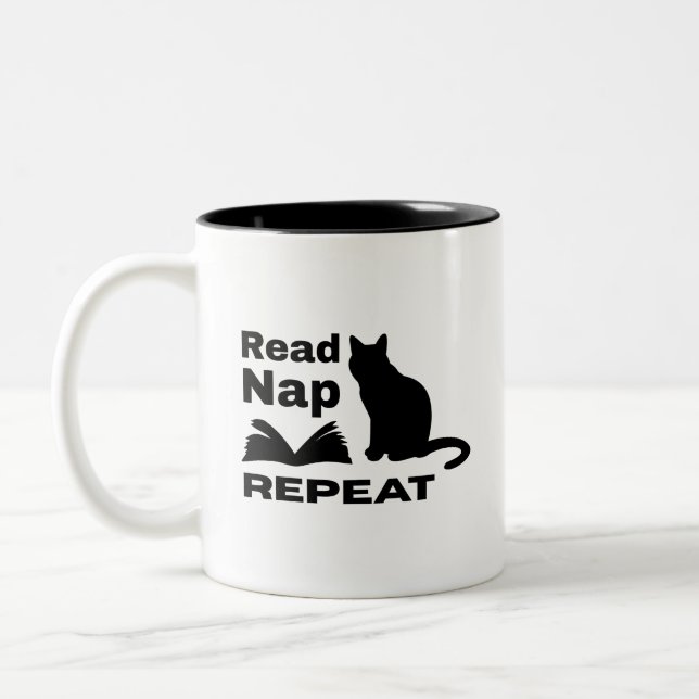 Black Cat Silhouette mit Book Quote Art Tasse (Links)