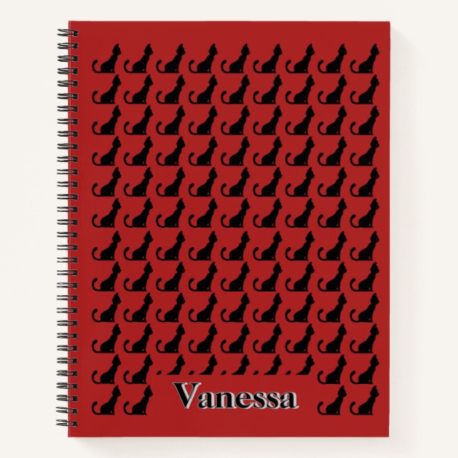 Black Cat Silhouette Notebook Notizbuch (Vorderseite)
