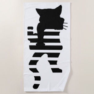 Black Cat Silhouette Strandtuch