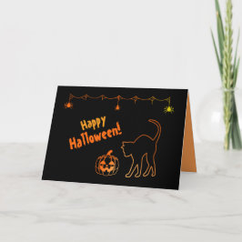 Black Cat Silhouette und Jack o'lanterns Halloween Karte