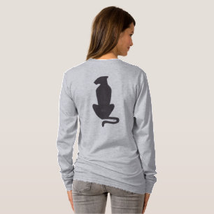 Black Cat Silhouette Weibchen Graues Shirt mit lan
