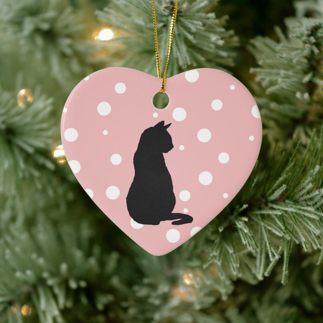Black Cat Silhouette Weihnachten Keramik Ornament (Baum)
