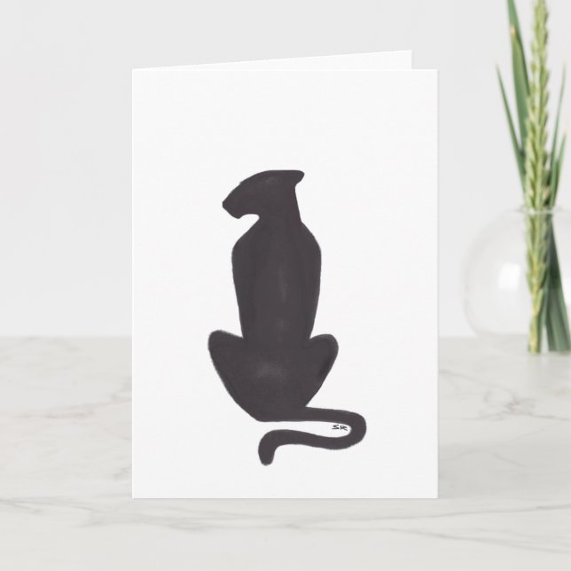 Black Cat Silhouette white greeting card Karte (Vorderseite)