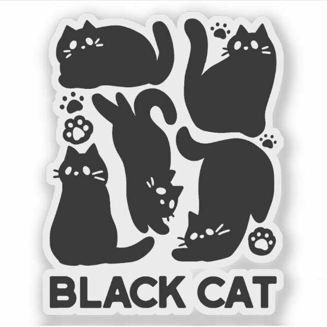 Black Cat Silhouetten - Niedliches Feline Design Aufkleber (Vorderseite)