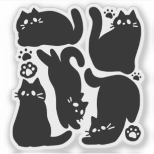Black Cat Silhouetten - Niedliches Feline Design Aufkleber