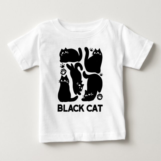 Black Cat Silhouetten - Niedliches Feline Design Baby T-shirt (Vorderseite)