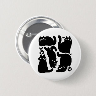 Black Cat Silhouetten - Niedliches Feline Design Button