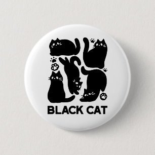 Black Cat Silhouetten - Niedliches Feline Design Button