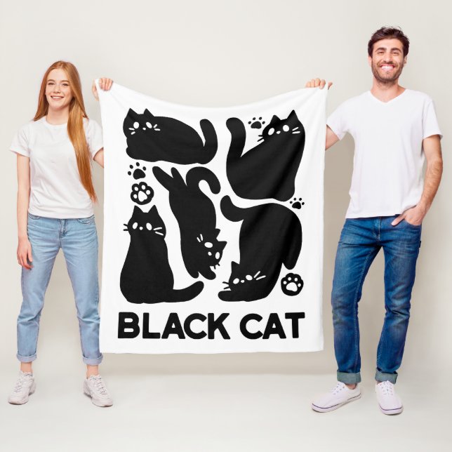 Black Cat Silhouetten - Niedliches Feline Design Fleecedecke (Beispiel)