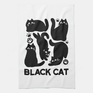 Black Cat Silhouetten - Niedliches Feline Design Geschirrtuch