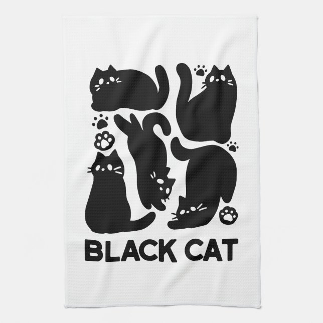 Black Cat Silhouetten - Niedliches Feline Design Geschirrtuch (Vertikal)
