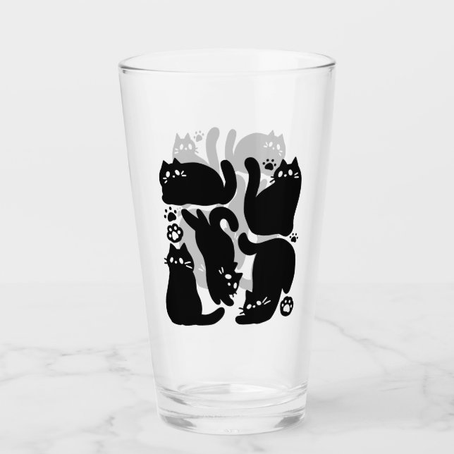 Black Cat Silhouetten - Niedliches Feline Design Glas (Vorderseite)