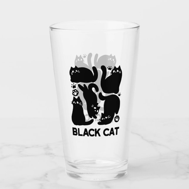 Black Cat Silhouetten - Niedliches Feline Design Glas (Vorderseite)