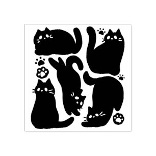 Black Cat Silhouetten - Niedliches Feline Design Gummistempel