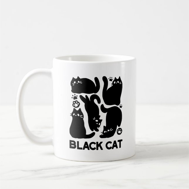 Black Cat Silhouetten - Niedliches Feline Design Kaffeetasse (Links)