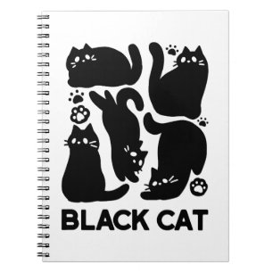 Black Cat Silhouetten - Niedliches Feline Design Notizblock