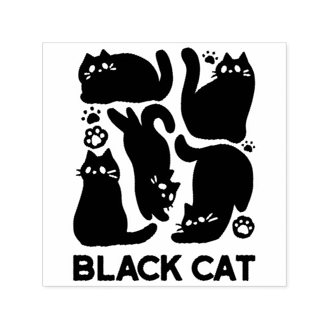 Black Cat Silhouetten - Niedliches Feline Design Permastempel (Design)